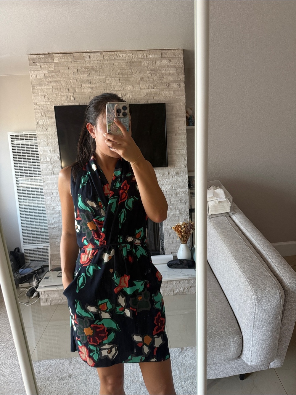 Wildfred Floral V-Neck Navy Summer Dress